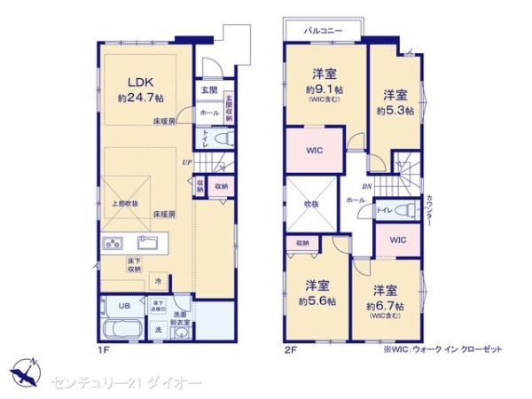 葛飾区細田１丁目１号棟の間取り画像