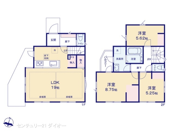 江戸川区上一色2丁目の新築一戸建の間取り画像