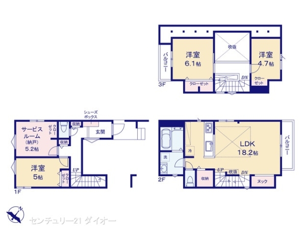江戸川区篠崎町4丁目の新築一戸建の間取り画像