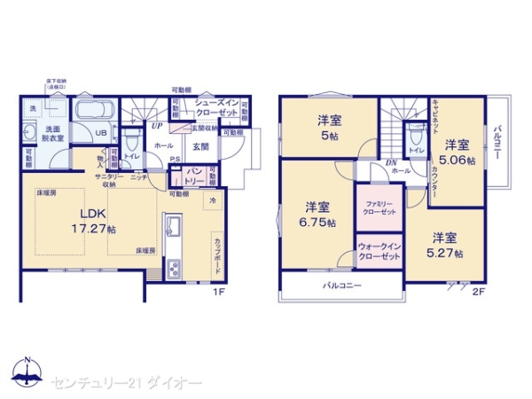葛飾区堀切５丁目の新築一戸建の間取り画像