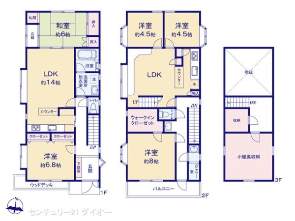 葛飾区西水元3丁目の中古一戸建の間取り画像