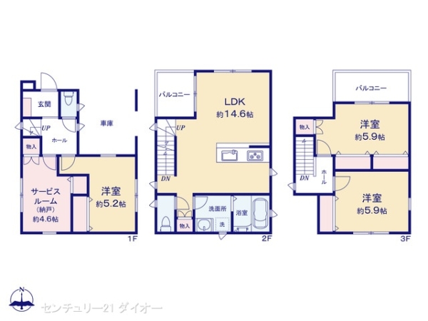 江戸川区上篠崎２丁目の新築一戸建の間取り画像