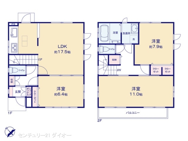 江戸川区平井5丁目の中古一戸建の間取り画像
