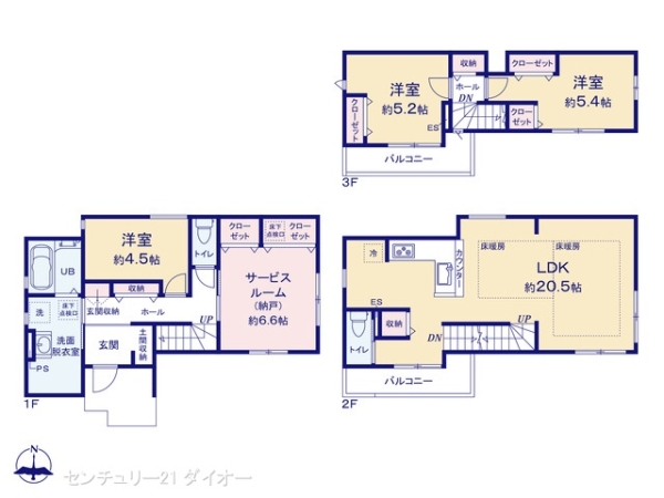 江戸川区北小岩４丁目の新築一戸建の間取り画像