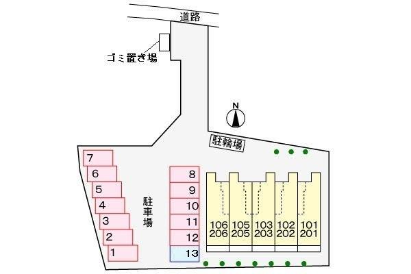 熊本市東区桜木４丁目のアパートの駐車場画像