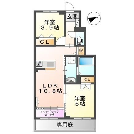 熊本市東区佐土原１丁目のアパートの間取り画像