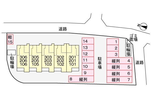 熊本市東区沼山津3丁目のアパートの駐車場画像