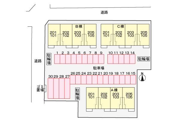 熊本市東区錦ケ丘のアパートの駐車場画像