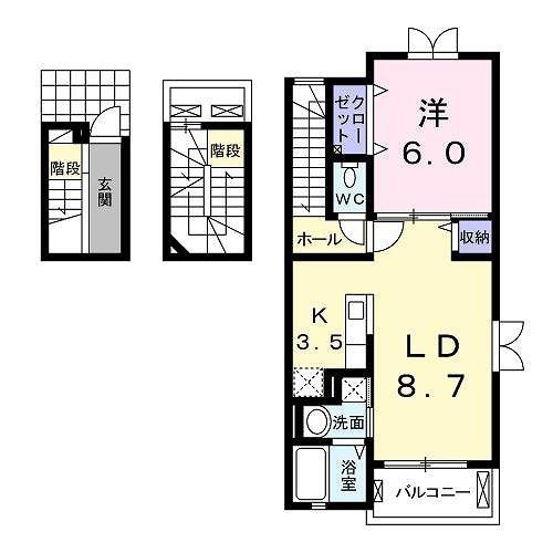 熊本市東区新生1丁目のアパートの間取り画像
