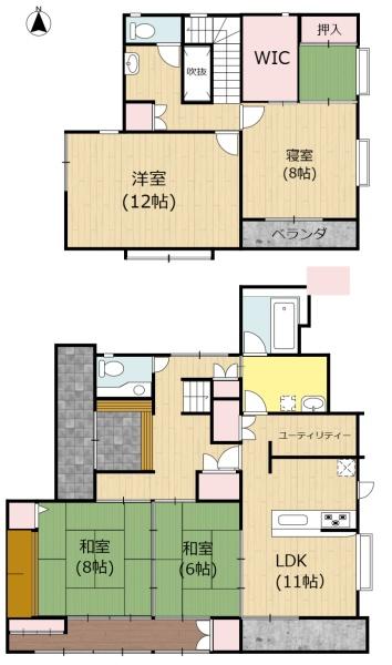 熊本市中央区国府３丁目の中古一戸建の間取り画像