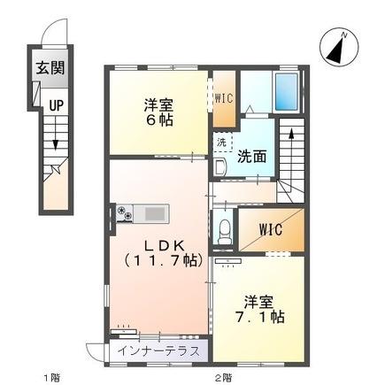 熊本市東区沼山津３丁目のアパートの間取り画像
