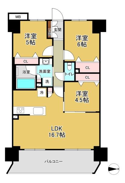 レーベン長崎ONELUXEの間取り画像