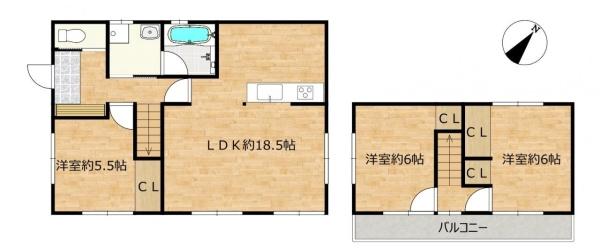 西彼杵郡長与町吉無田郷の中古一戸建の間取り画像
