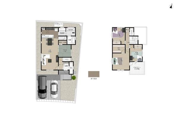 西彼杵郡長与町高田郷の新築一戸建の間取り画像
