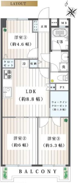 東戸塚ヒミコマンションの間取り画像