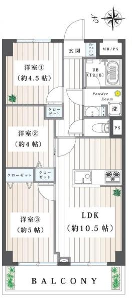 ライオンズマンション磯子第5の間取り画像