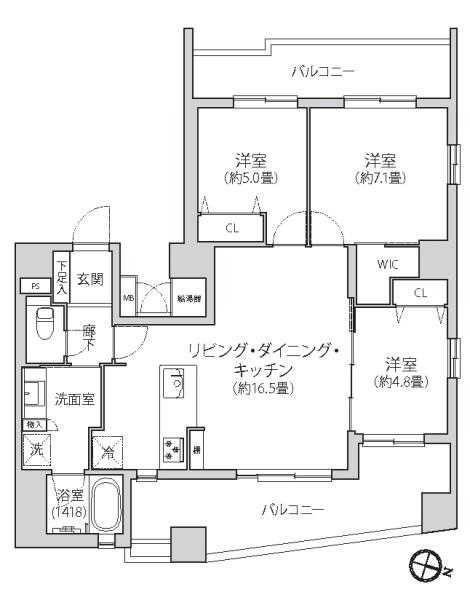 グリーリオ横浜阪東橋マリスの間取り画像