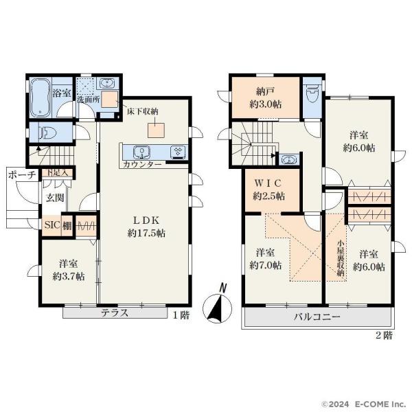 八王子市長沼町の新築一戸建の間取り画像