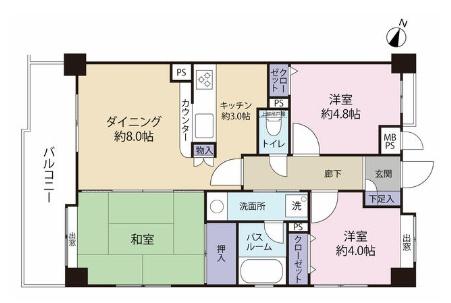 ライオンズマンション京王南大沢　３階の間取り画像