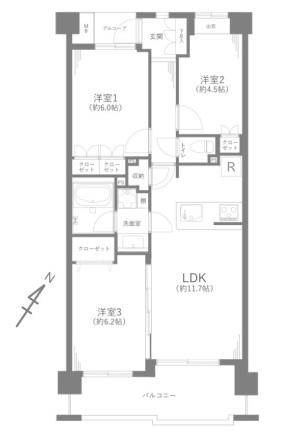 アンビシャスパーク京王堀之内　４階の間取り画像