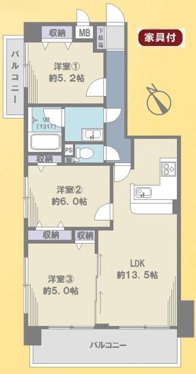 モナークベルステージ京王堀之内の間取り画像