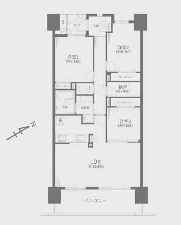 フェアヒルズ南大沢シエルコートの間取り画像