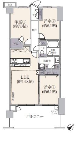 ソルグランデメイツ多摩境オレンジコートの間取り画像