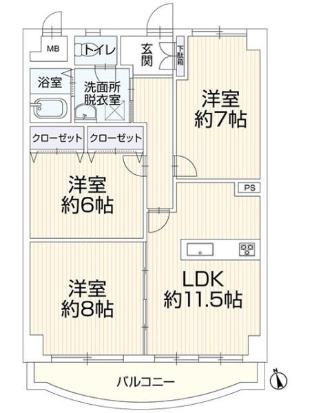 クレール・ボア７階の間取り画像