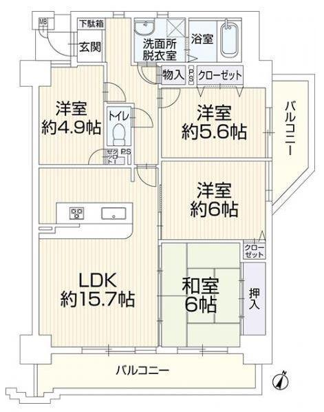 エメラルドマンション南台の間取り画像