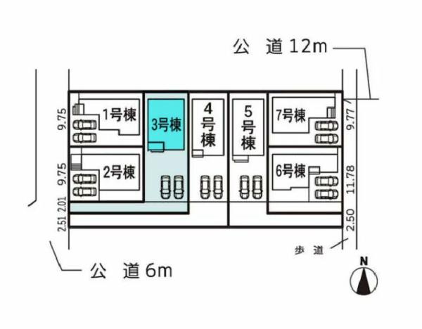 豊橋市東小鷹野4丁目57-2期　3号棟の区画図画像