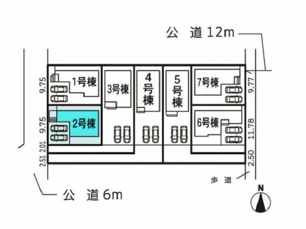 豊橋市東小鷹野4丁目57-2期　2号棟の区画図画像