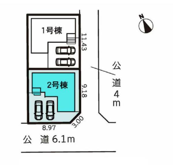 豊橋市牛川町58期　2号棟の区画図画像