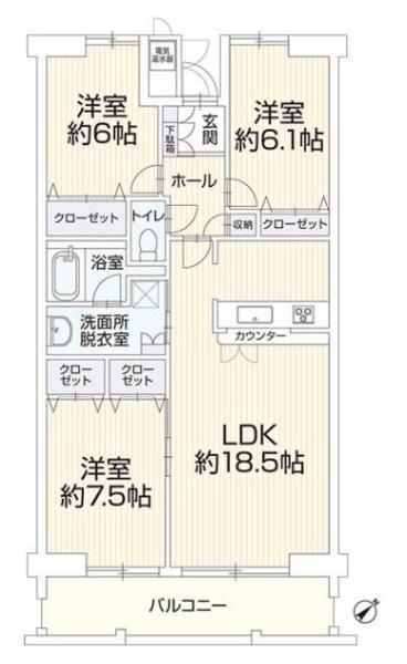 ピュアライフ草間Ⅲ　6階の間取り画像