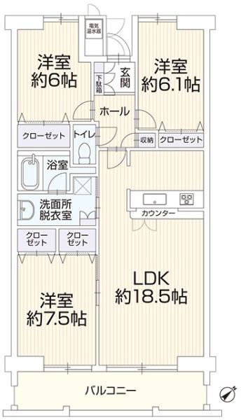 ピュアライフ草間Ⅲ 6階の間取り画像