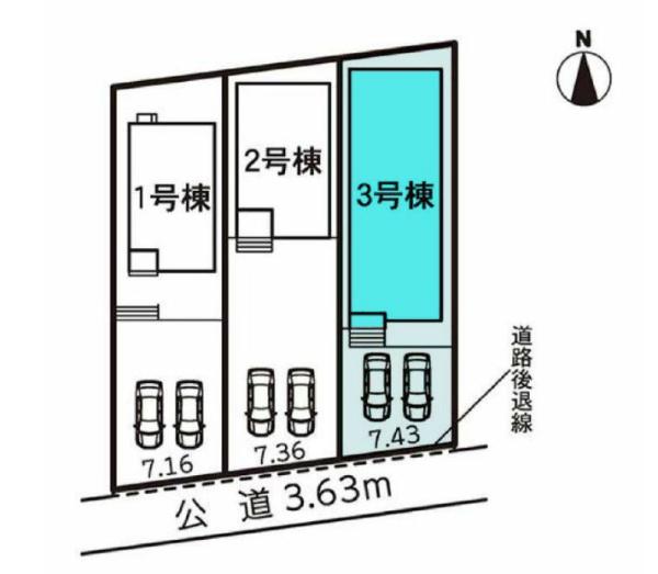 豊橋市牛川薬師町58期　3号棟の区画図画像