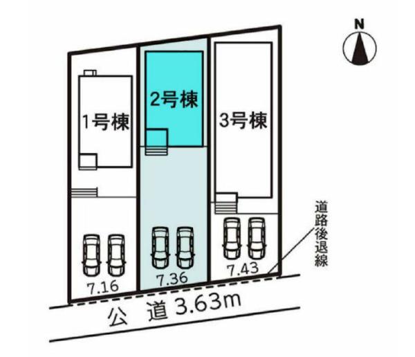 豊橋市牛川薬師町58期　2号棟の区画図画像