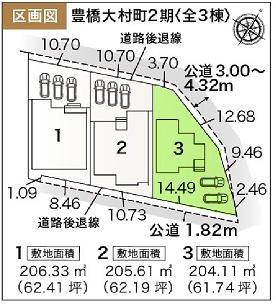 豊橋大村町2期　3号棟の全体区画図画像