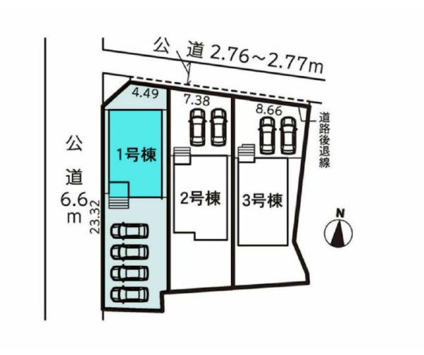 豊橋市前芝町58期　1号棟の区画図画像