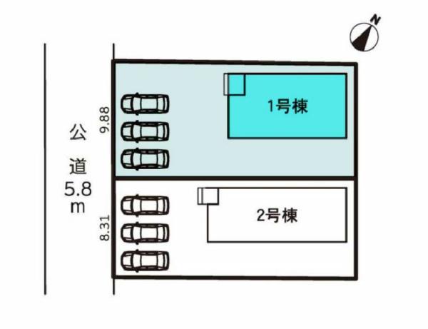 豊川市小坂井町58期　1号棟の区画図画像