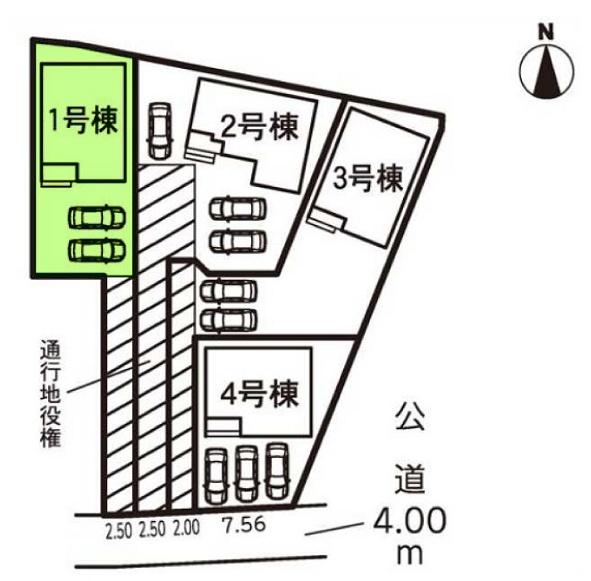 豊橋市高洲町58期 1号棟の全体区画図画像