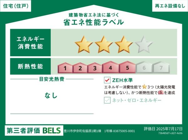 豊川市伊奈町佐脇原2期　全1棟の省エネ性能ラベル画像
