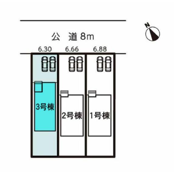 豊川市大堀町第1期　3号棟の区画図画像