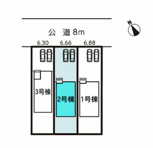 豊川市大堀町第1期　2号棟の区画図画像