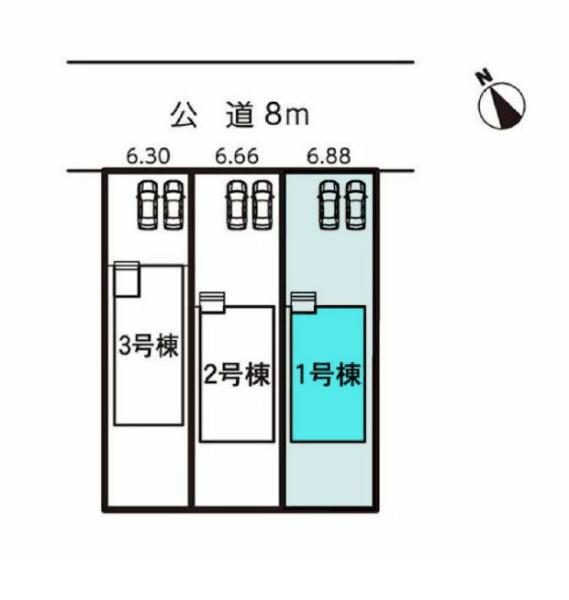 豊川市大堀町第1期　1号棟の区画図画像