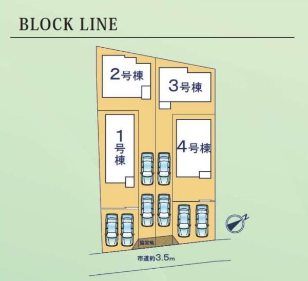 豊川市御津町広石第1期　3号棟の全体区画図画像
