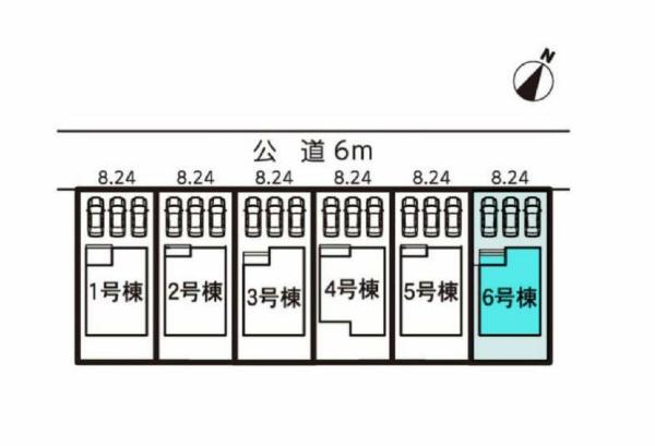 豊橋東脇4丁目第1期 6号棟の全体区画図画像