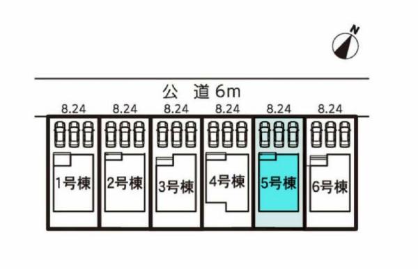 豊橋東脇4丁目第1期 5号棟の全体区画図画像