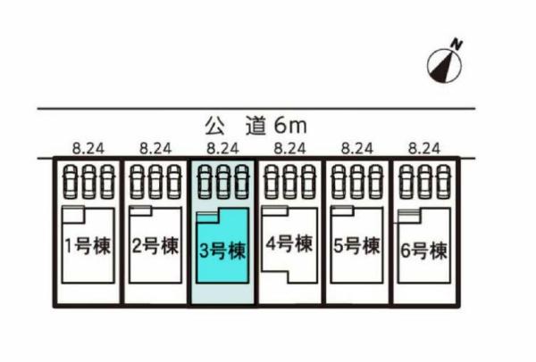 豊橋東脇4丁目第1期　3号棟の全体区画図画像