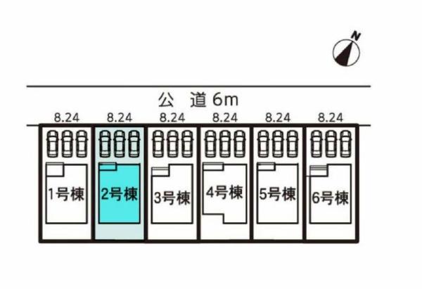 豊橋東脇4丁目第1期 2号棟の全体区画図画像