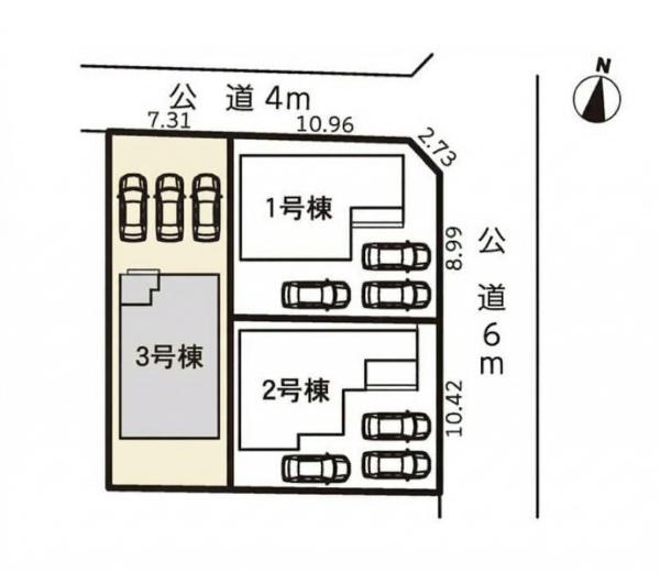 豊川幸町第2期　3号棟の全体区画図画像
